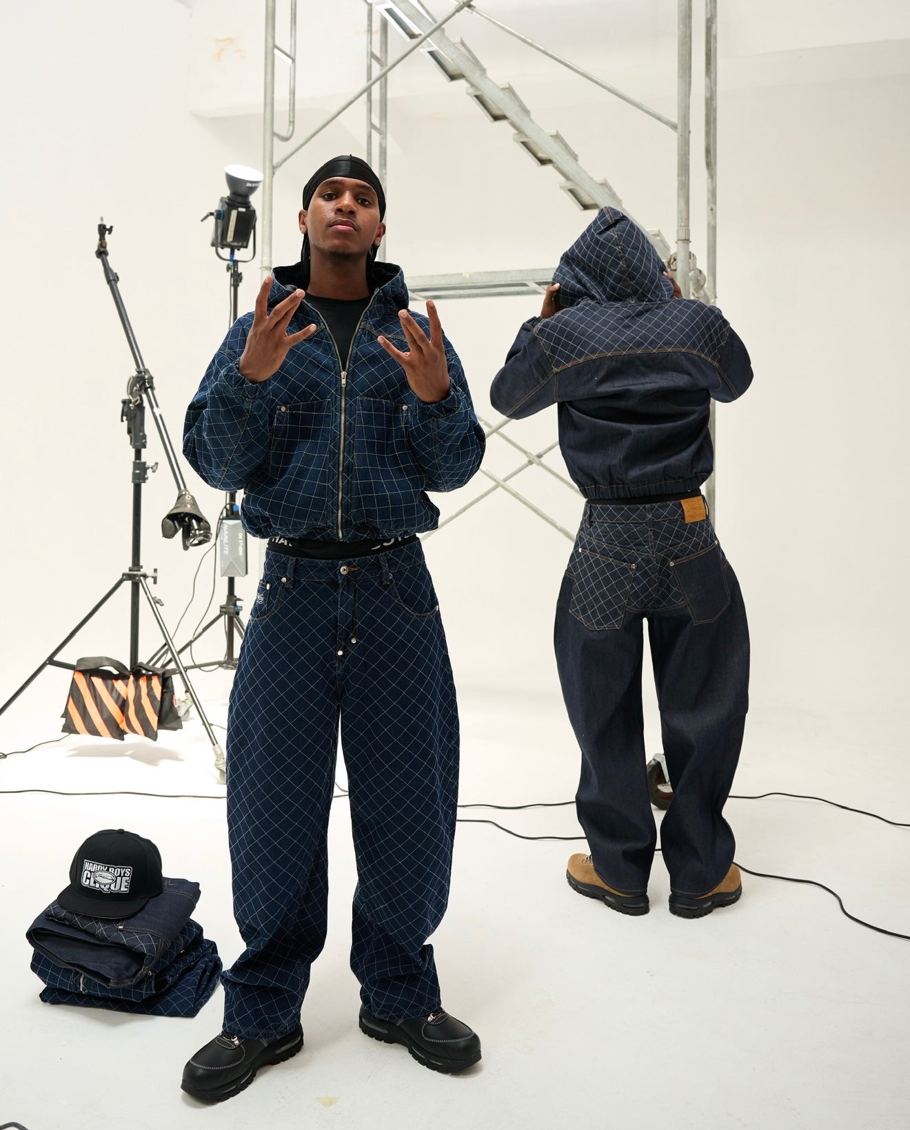 HDB Gridline Raw Denim Set