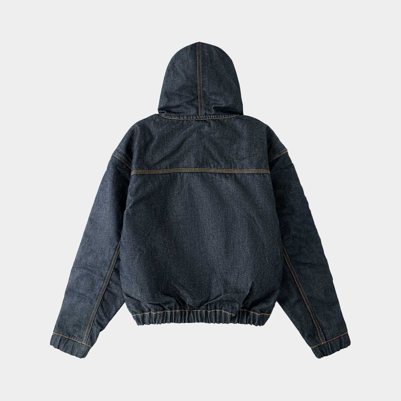 Raw Denim Zip Hoodie – Gold Trim