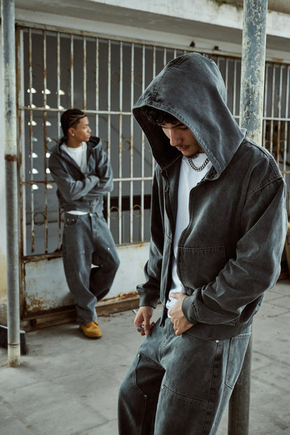 Denim Zip Hoodie