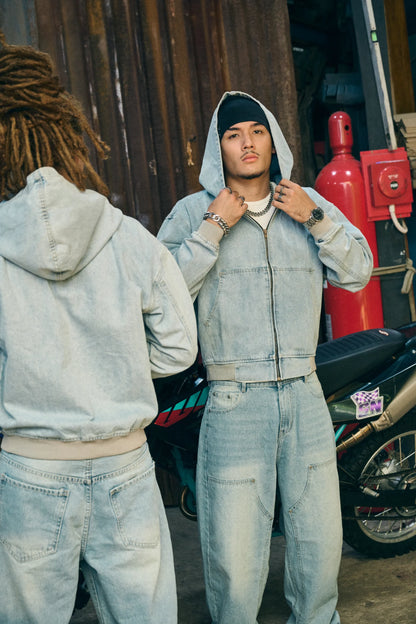 Denim Zip Hoodie